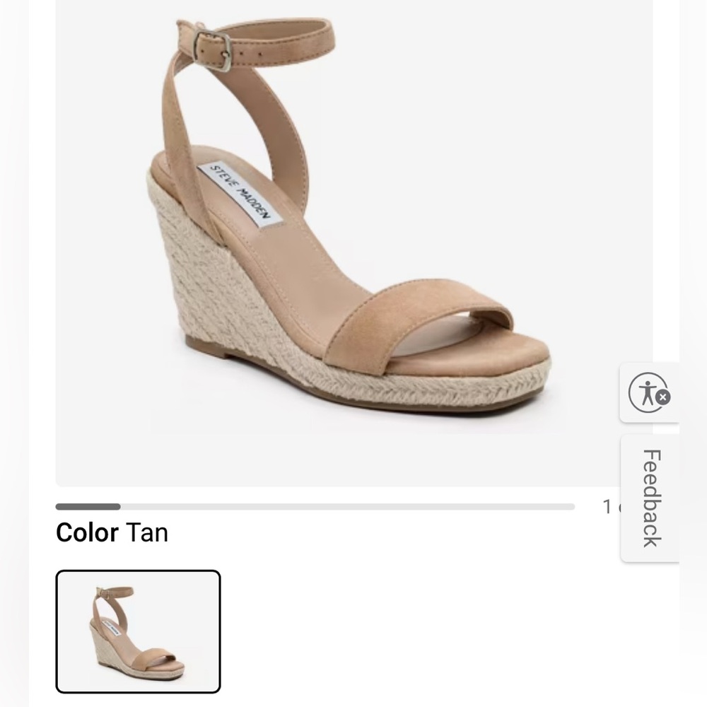 Steve Madden Tan Suede Espadrille Strappy Wedges Women’s Size 7.